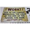 Image 2 : "Work" tin sign - 8"x11"  & iron lock n skeleton key - replica