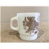 Image 1 : Rare vintage milk glass anchor hocking mug.  Brown village street scene. #31 marking.  Exc. conditio