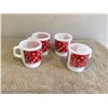 Image 1 : Set of 4 Anchor Hocking red dice milk glass coffee mugs.  No chips, cracks or stains.