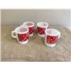Image 2 : Set of 4 Anchor Hocking red dice milk glass coffee mugs.  No chips, cracks or stains.