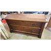 Antique 2 drawer oak chest 43in long x 23in high x 18in deep