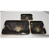 Image 2 : Vintage Japanese Serving Trays –3 piece set nesting Like new.  19 in x 11 in.