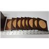 Image 2 : Vintage Wooden Coaster Set with Foil and Glass Art Top.