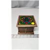 Image 4 : Vintage Wooden Coaster Set with Foil and Glass Art Top.