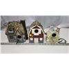 3 Birdhouses –Ceramic, decorative, hanging.