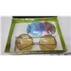 Image 2 : Vintage 1970s BORA-BORA Round wire Sunglasses- with 4 sets of Soloflex Interchangeable Colored Lense