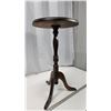 Image 2 : Vintage Small Wood Table or Plant Stand -round  14 in top  25 in tall.