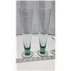 Image 4 : PILSNER GLASSES. Set of 4.  Blue-green glass. Made in Mexico.  And   1 Olympic glass with gold logo.