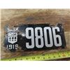 Image 2 : 1919 ceramic licence plate SASK