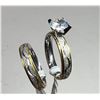 Image 1 : 2. Wedding Solitaire Set, Lab Created, Claw Set, Stainless Steel Band, Size 5.5