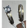 Image 4 : 2. Wedding Solitaire Set, Lab Created, Claw Set, Stainless Steel Band, Size 5.5