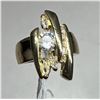 Image 1 : 6. Gem Ring, Lab Created, Claw and Channel Set, Gold Overlay, Size 7