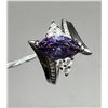 Image 2 : 13. Amethyst, Lab Created, Claw Set, S925 Overlay. Size 7