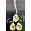 Image 3 : 27. Resin set of Hummingbird Earrings and Necklace