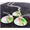 Image 4 : 27. Resin set of Hummingbird Earrings and Necklace