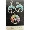 Image 1 : 41. Tree of Life Aqua Marine Earrings + Multi Gemstone Tree of Life Pendant