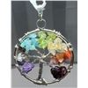 Image 2 : 41. Tree of Life Aqua Marine Earrings + Multi Gemstone Tree of Life Pendant