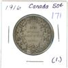 Image 1 : 1916 Canadian silver 50 cent coin (1.)