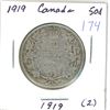 Image 1 : 1919 Canadian silver 50 cent coin (2.)