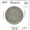 Image 1 : 1919 Canadian silver 50 cent coin (2.)