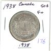 Image 1 : 1938 Canadian silver 50 cent coin