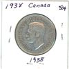 Image 2 : 1938 Canadian silver 50 cent coin