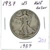 Image 1 : 1937 USA silver half dollar coin