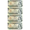 Image 1 : Lot of 4, consecutive 1973 Canadian 1 dollar bills - Crow/Bouey - ECH 3304150-53