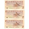 Image 1 : Lot of 3 consecutive 1986 Canadian bird series 2 dollar bills - Thiessen/Crow - CBC 4043648-50