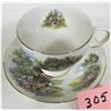 Image 1 : Vintage royal vale colorful countryside bone China cup and saucer -England