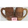 Image 1 : Pair vintage wooden "Aloha Hawaii" monkey foo beer steins