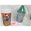 369  2 plastic souvenir cups 1994 pizza hutmarvel comics real heroes  new Tarzan sipping cup/plastic s
