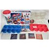 Image 1 : Asst lot Jello NHL collectibles 2 clear 2003 +original box molds-del+CGY hacky sack pucks,redt blue 