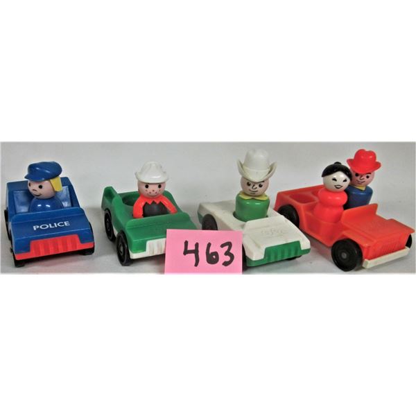 Lot 4 vintage fisher price little people vehicles + 5 original little people