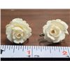 Image 2 : Pair of screw-back Ivory earrings.