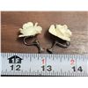 Image 4 : Pair of screw-back Ivory earrings.