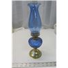 Image 1 : Blue glass oil lamp