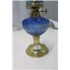 Image 3 : Blue glass oil lamp