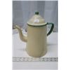 Image 1 : Large cream, green trim enamel pot - no leaks