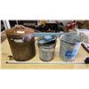 Image 1 : 2 vintage ice cream pails and 1 vintage butter churn