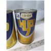 Image 4 : 5 vintage oil tins - Co-op HD7 and Texaco - 1 Co-op tin full & sealed