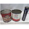 Image 1 : 3 vintage grease tins - Esso, Gulf - all partially full