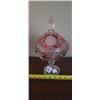 Image 1 : cut glass red/crystal lidded candy dish
