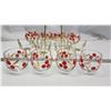 Image 4 : Set of Federal glass, mid century cocktail "Roly Poly" glasses, with carrying tray