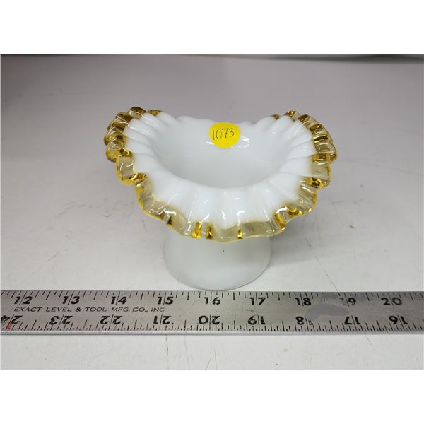 Fentew? Golden crest/trim milk glass dish