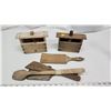 Image 1 : Pair of wooden butter molds, & wooden utensils