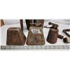 Image 2 : Collection of Antique items - Bee Smoker, cowbells (no bell), weight, and 2 tire irons