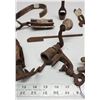 Image 2 : Collection of Antique tools - Small pipe wrenches, pulley, 12g shotgun shell loading tool, small hor