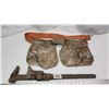 Large vintage pipe wrench & Too bag - 21.5" Long