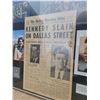 Image 3 : framed Kennedy poster w/ newspaper, 1967 dollar, photos 34" x 32.5"